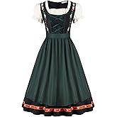 Regenboog 2Pcs Women Oktoberfest Costume,Bavarian Dirndl Dress Women with Apron,Beer Maid Outfit
