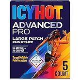 Icy Hot Advanced PRO Pain Relief Patches, 5-Count | Extra strength, menthol 5% and camphor 3%, fabric patch for backaches, muscle strains and arthritis pain