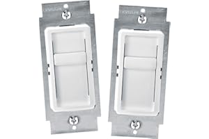 Leviton 2-Pack Decora Universal Dimmable LED, CFL and Incandescent SureSlide Slide Dimmer, 07772-2PK, White