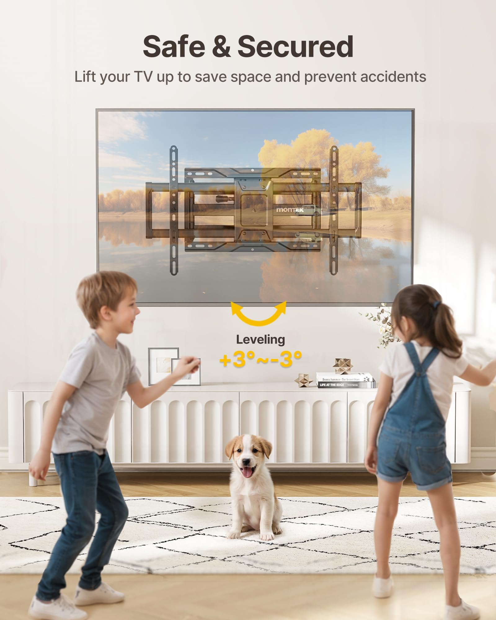 monTEK Heavy Duty TV Wall Mount for 37-90 inch TV up to 165lbs, 4X Load Tested, Full Motion with Dual Articulating Arms, Tool-Free Tilt, Swivel & Extend, VESA 200x100 to 600x400, Fits 12“/16