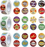 ZTMY 1500PCS Reward Stickers 3 Roll 24 Designs Multicoloured Classroom Kids