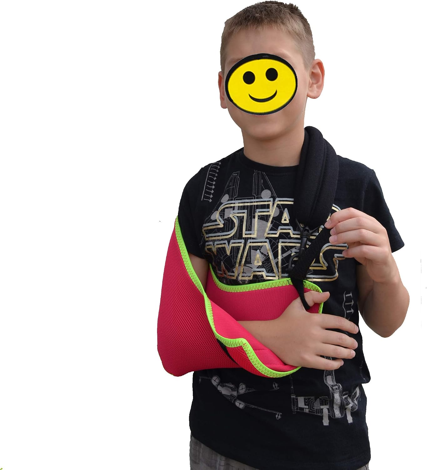 Arm Sling Child, Easy to Fit, Cooling Fabric Technology, Includes Happy Healing Sticker. 10-11yr Rasp/Lime Trim