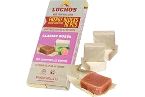 LUCHO DILLITOS LUCHOS Energy Blocks - Classic Guava 400 g | Colombian On-the-Go Sports Nutrition for Running, Cycling & Hiking | A Natural Alternative to Bars & Gels | 10 Vegan, Gluten Free & Easy to Digest Portions