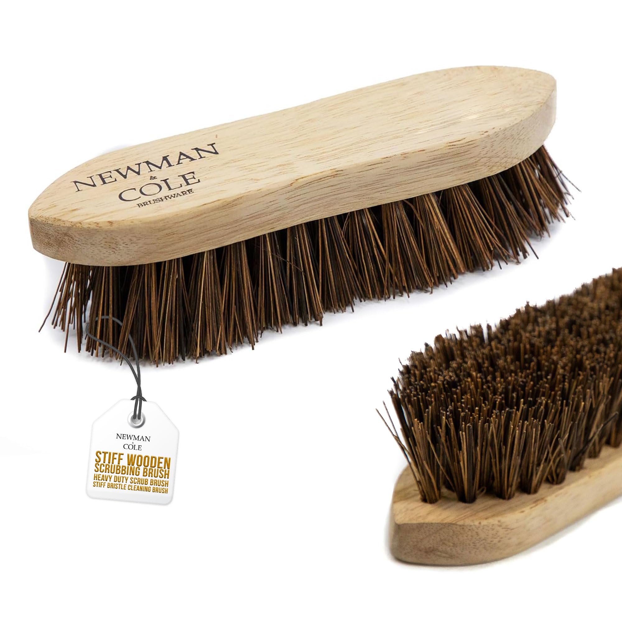 Wooden Scrubbing Brush Heavy Duty Hand Scrubber with Wood Stock and Stiff Natural Bassine Bristles - Ideal Wooden Floor Brush Tile Grout & Boot Cleaner Scrubbing Brush Heavy Duty (1)