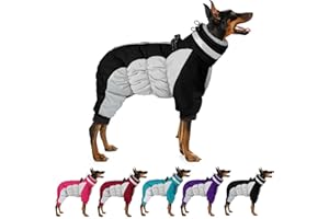 MIGOHI Full Body Dog Coat - Warm Reflective Large Dog Winter Coat with Harness,Turtleneck Fleece Jacket for Dogs,Four-Leg Windproof Puffer Jackets Snowsuit with Zipper for Small Medium Large Dogs,2XL