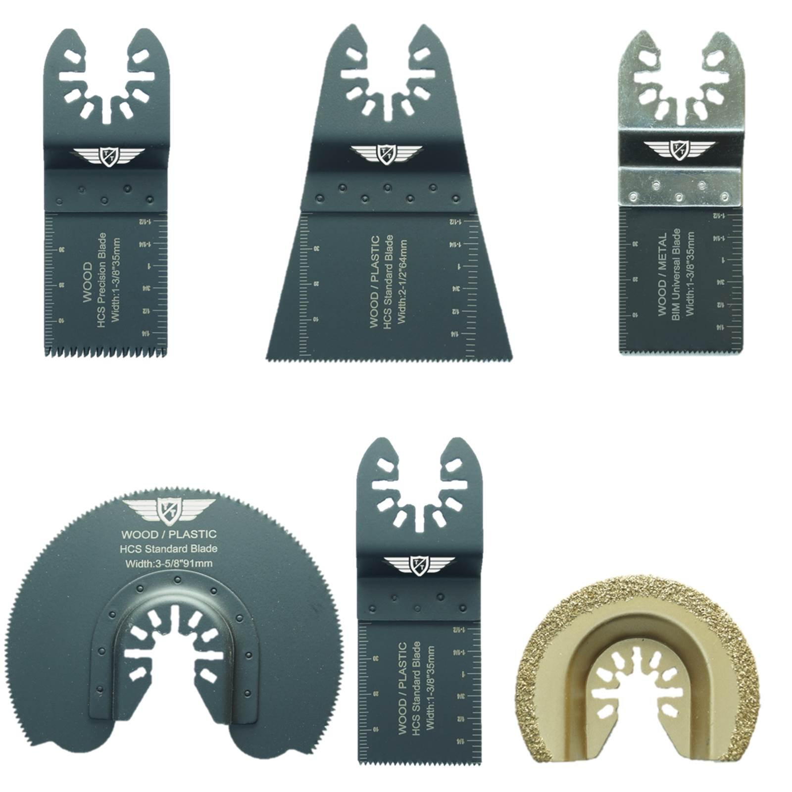 6 x TopsTools FAKA6 Fast Fit Mix Blades Compatible with Dewalt Stanley Black and Decker Bosch Fein (Non-StarLock) Makita Milwaukee Hitachi Parkside Ryobi Worx Workzone Multitool Accessories