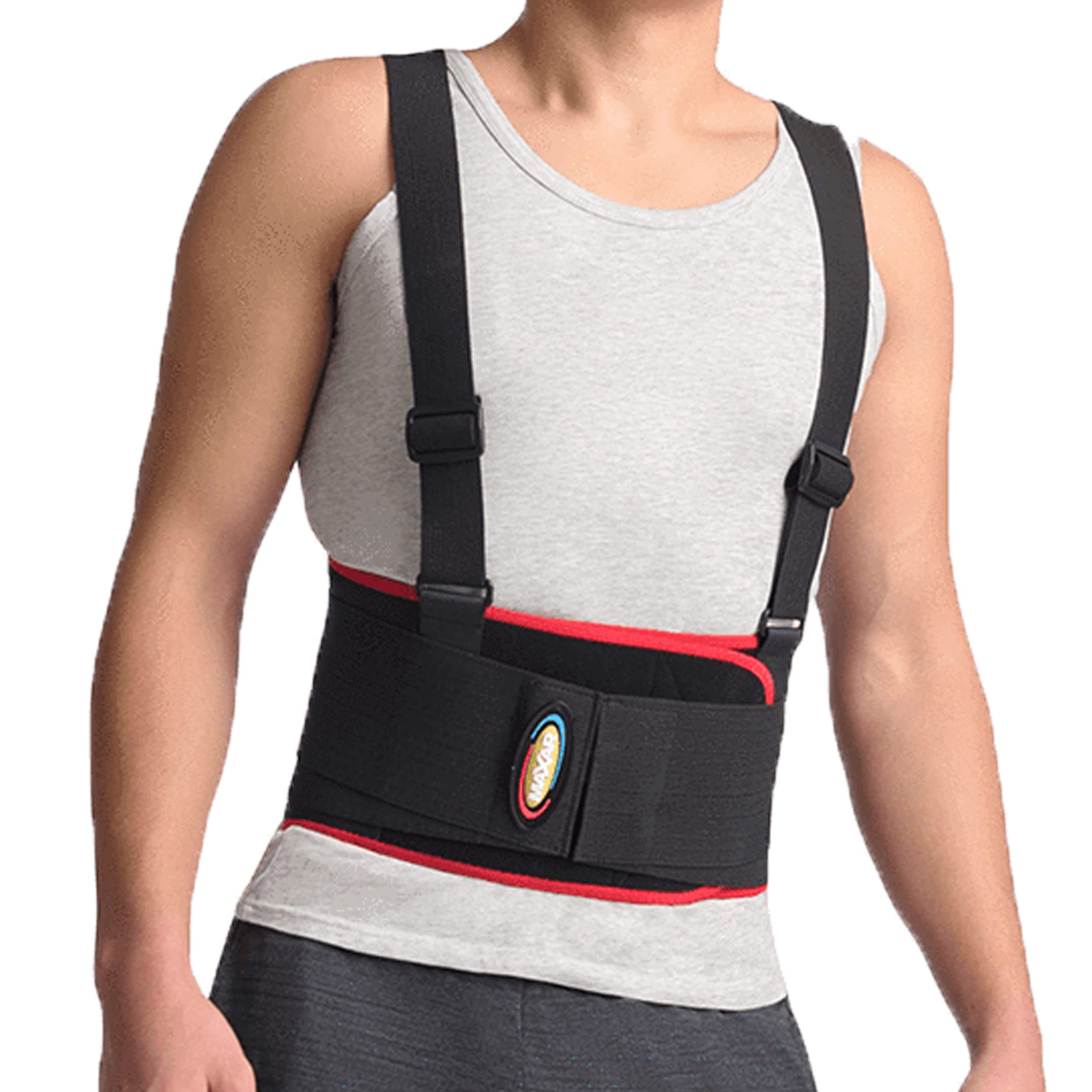 MAXAR Deluxe Industrial Back Support Belt for Men and Women - Back Brace for Lower Lumbar Pain Relief, Sciatica, Scoliosis, Disc, Lifting at Work - Lumbar Support Belt with Removable Suspenders/Straps