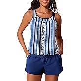 Summer Mae Blouson Women's Tankini Swimsuits Tummy Control Modest 2026 Two Piece with Sporty Pockets Bathing Suits