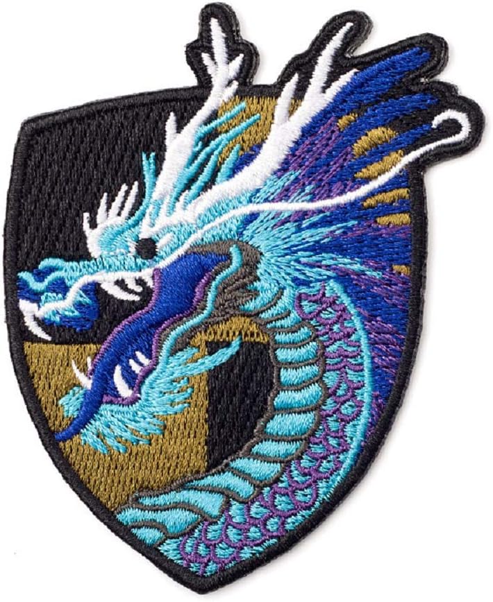 YOUOR Chinese Style Dragon Embroidery Patch Dragon Badge Armband Iron on Sew On Patches (Blue)