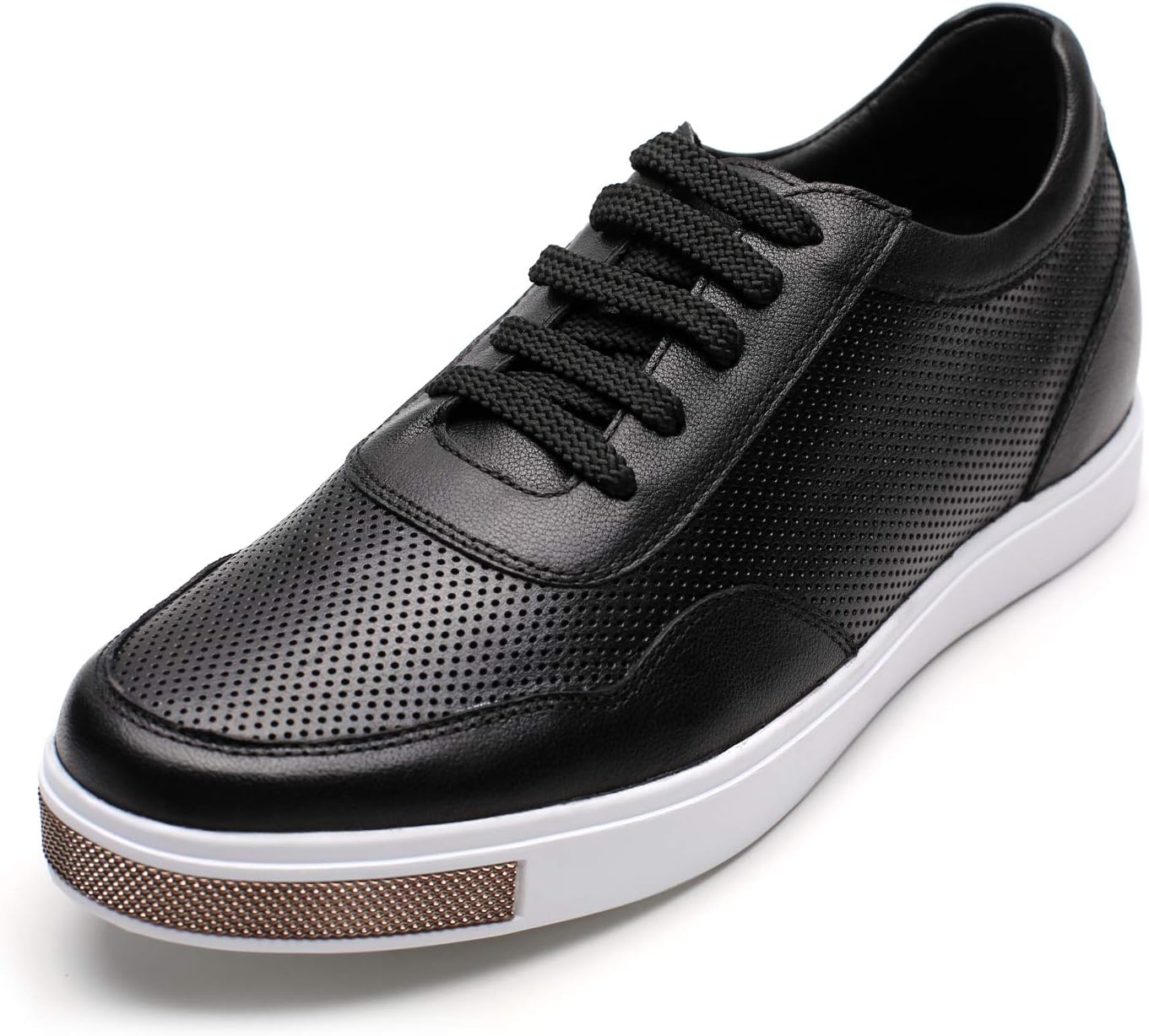 CHAMARIPA Men's Invisible Height Increasing Elevator Sneakers Shoes,Fashion Sneakers Shoes Make You Taller 2.36 Inches /6 CM,Cowhide Leather, Black, H71C26K175D, Size 8.