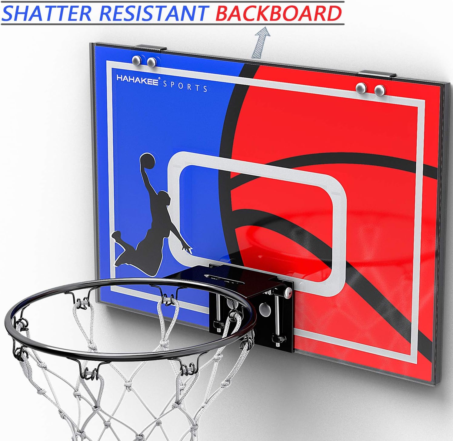 Hahakee Mini Basketball Hoop, Wall Mounted and Indoor Basketball Toys with Breakaway Steel Rim, Includes Mini Basketball and Hand Pump (16.5"x12") : Sports & Outdoors