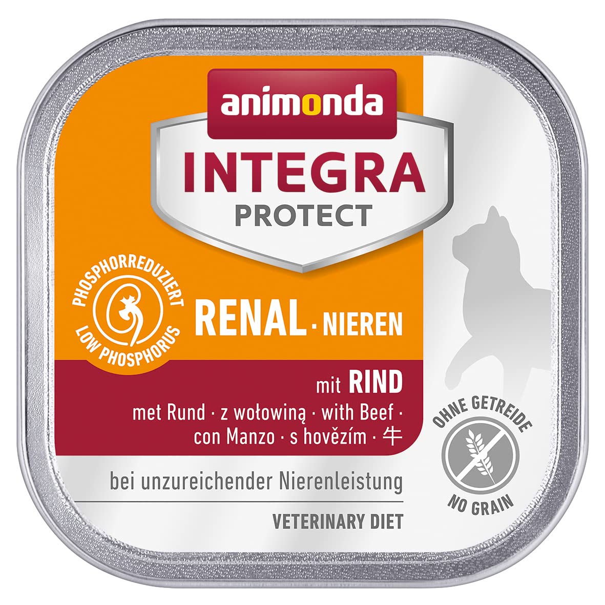 animonda Integra Protect Nieren (Renal) cat, wet food for chronic renal insufficiency, with beef, 16 x 100g