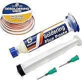 Desoldering Wick and Soldering Flux Paste for Electronics Repair, No Clean Flux(10CC), Solder Removal Kit