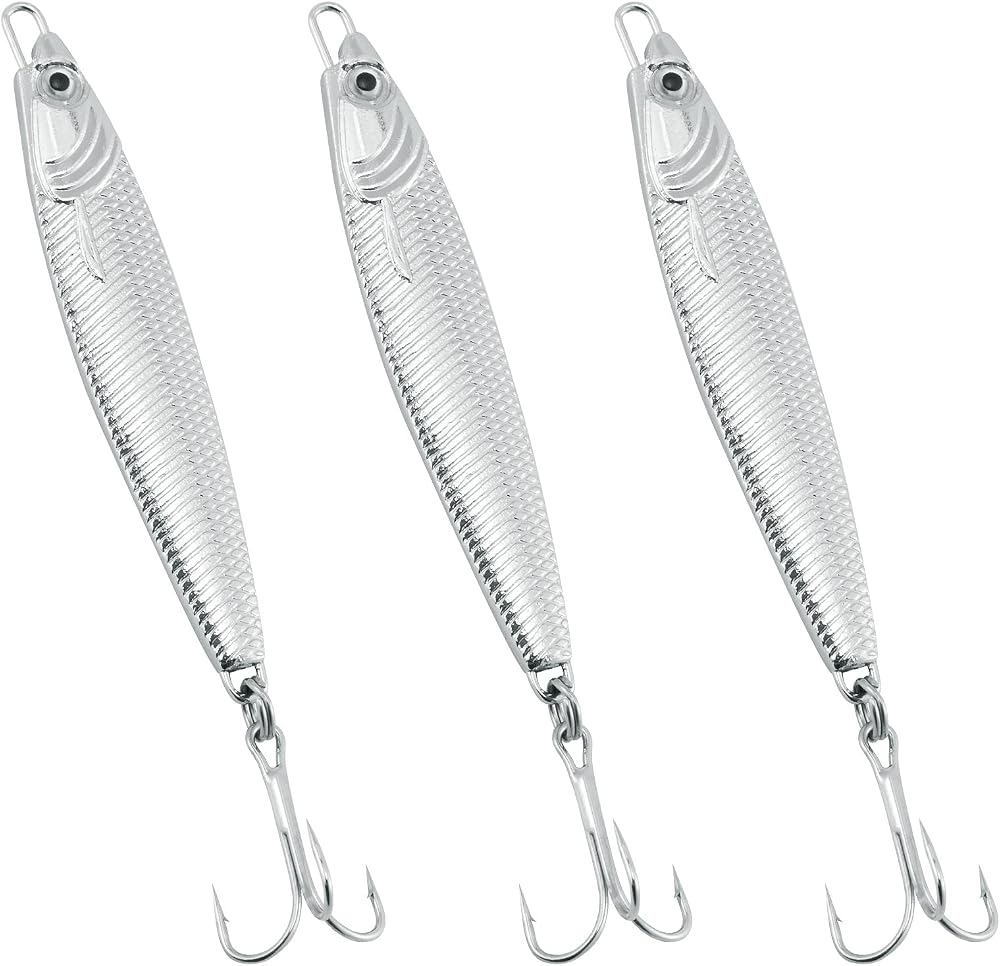 Dr.Fish Silver Minnow Spoon Lures Set of 3 60g Sea Fishing Tackle