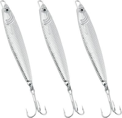 Dr.Fish Silver Minnow Spoon Lures Set of 3 60g Sea Fishing Tackle
