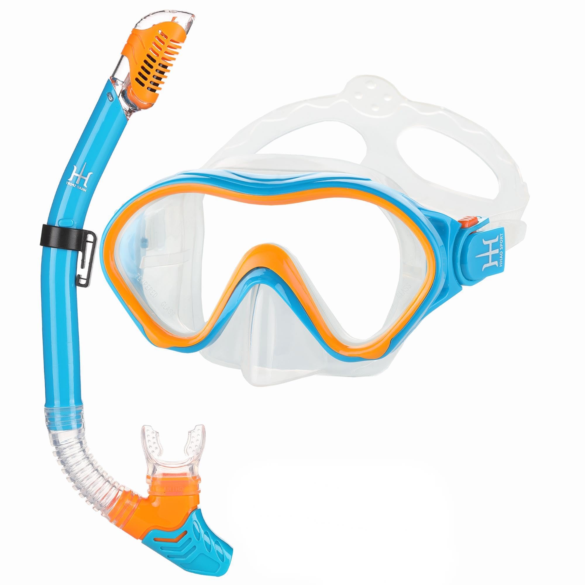 Photo 1 of Kids Snorkeling Gear Dry Snorkel HHAO Sport Kids Snorkel Set Junior Anti Fog 180° Panoramic View, Swim Goggles with Nose Cover Scuba Diving Mask for Boys Girls, 4-15 Yrs Old