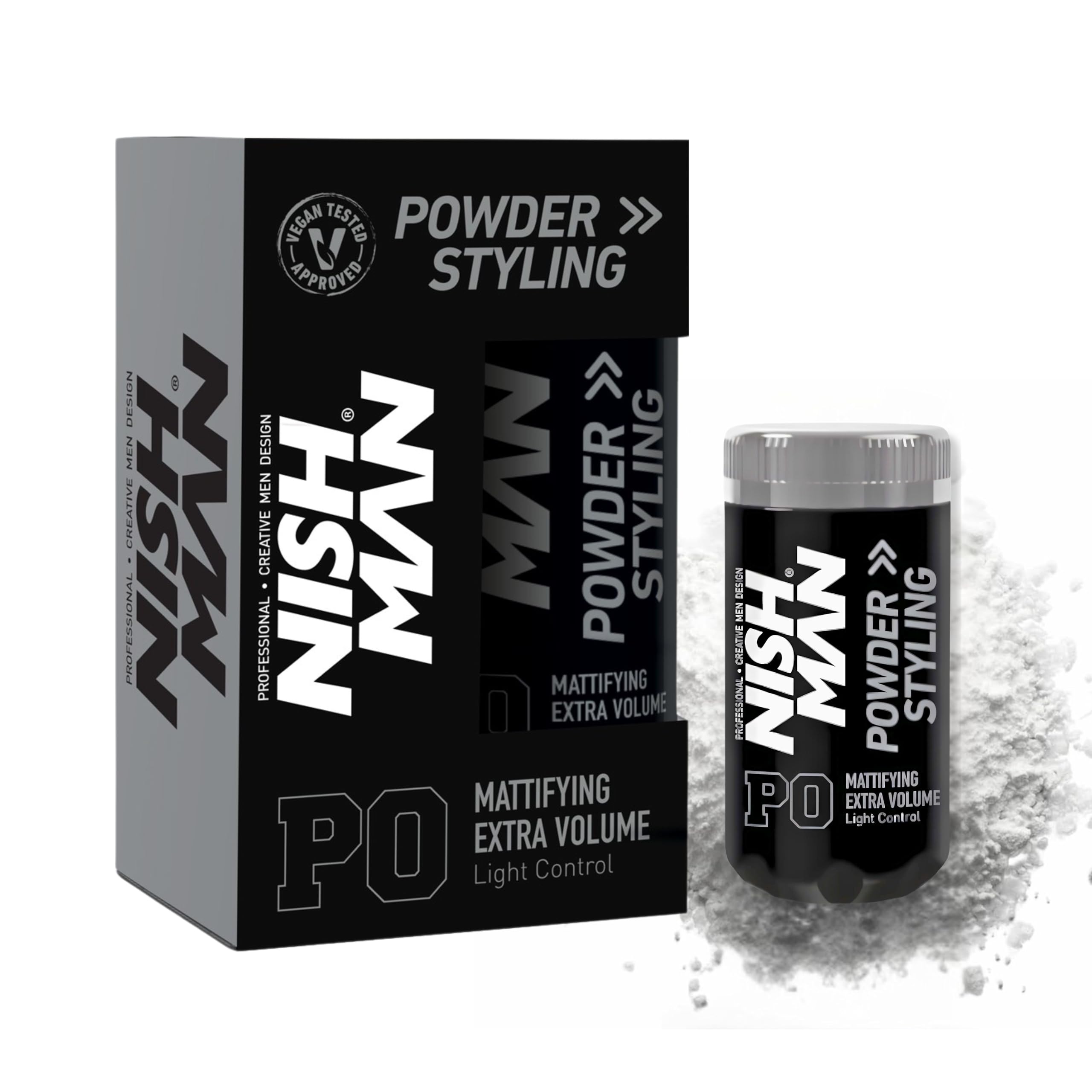 NISHMAN Hair Volume Powder, 20 gr | Light Control | Natural Matte Look | Hair Styling Powder Men | Hair Texture Powder Wax | Texturising, Volumising Hair Powder Men (P0 Extra Volume)