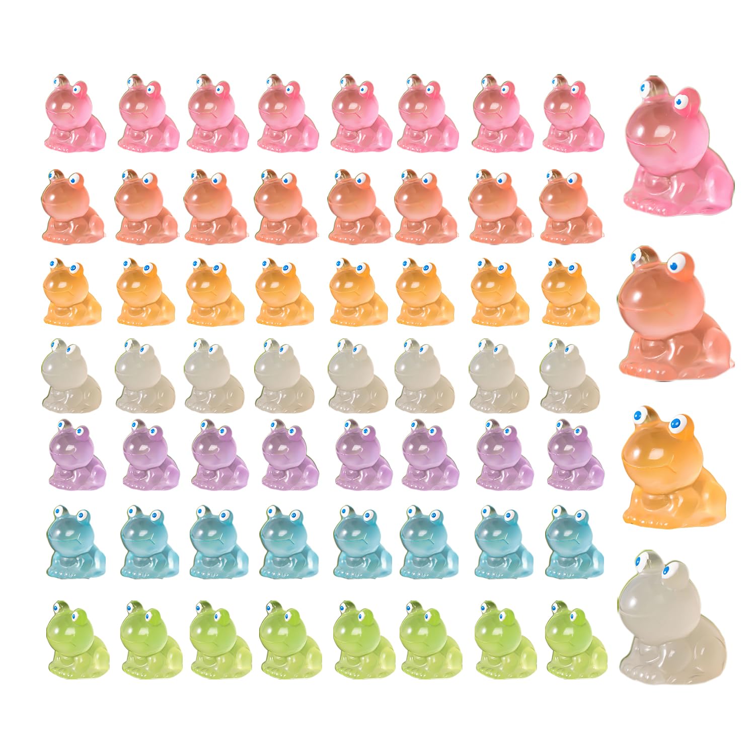 Lezevn 60Pcs Luminous Frogs Desktop Decorative Ornament Tiny Frog Figurines for Garden Dollhouse Decoration(Random Color)