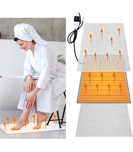 Amazon.com: Glooglitter Heated Bathroom Floor Mat Waterproof Non