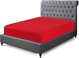 Sapphire Collection 200TC 100% Egyptian Cotton Fitted Sheet Red Double view 2
