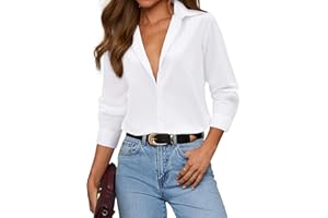 siliteelon Button Down Shirts for Women Dress Shirt Cotton Long Sleeve Collared Shirt Business Work Office Blouse Top