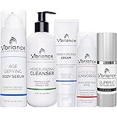 Vibriance Premium Skincare Bundle | Super C All-in-One Serum, Face Cleanser, Moisturizing Cream, Sheer Zinc Sunscreen SPF 50, Age Defying Body Creme - Heal, Hydrate, Protect, Rejuvenate