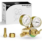 ARCCAPTAIN Oxygen Regulator Gauge for Gas Welding, 0-4000 PSI &amp; 0-100 PSI | CGA540 Inlet, 9/16"-18 &amp; 1/4" Hose Outlet