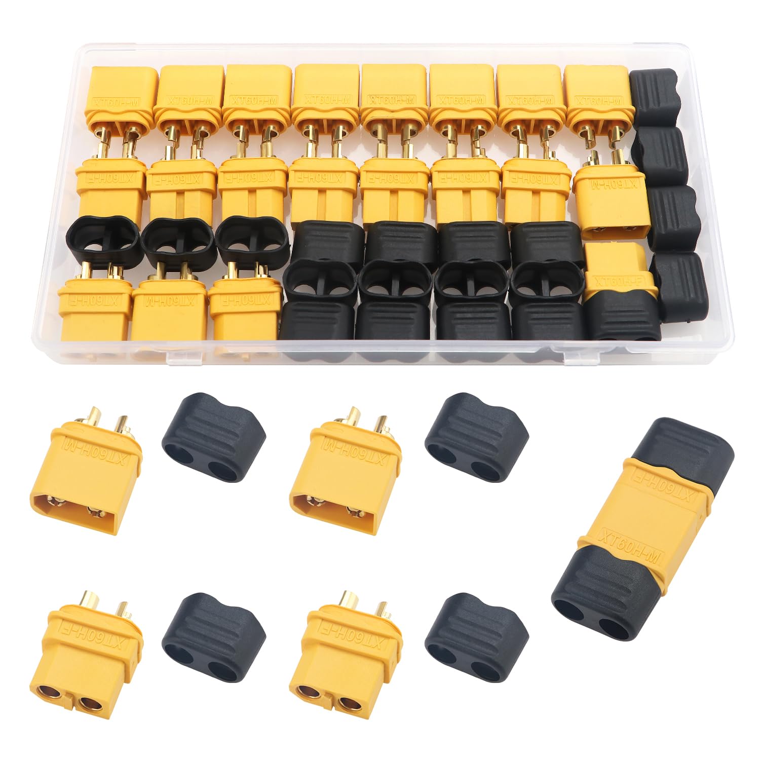 YIXISI 10 Pairs XT60 XT60H Connectors, XT60H Male Female Bullet Connectors Power Plugs with Sheath, for RC Lipo Battery RC Model — image 1