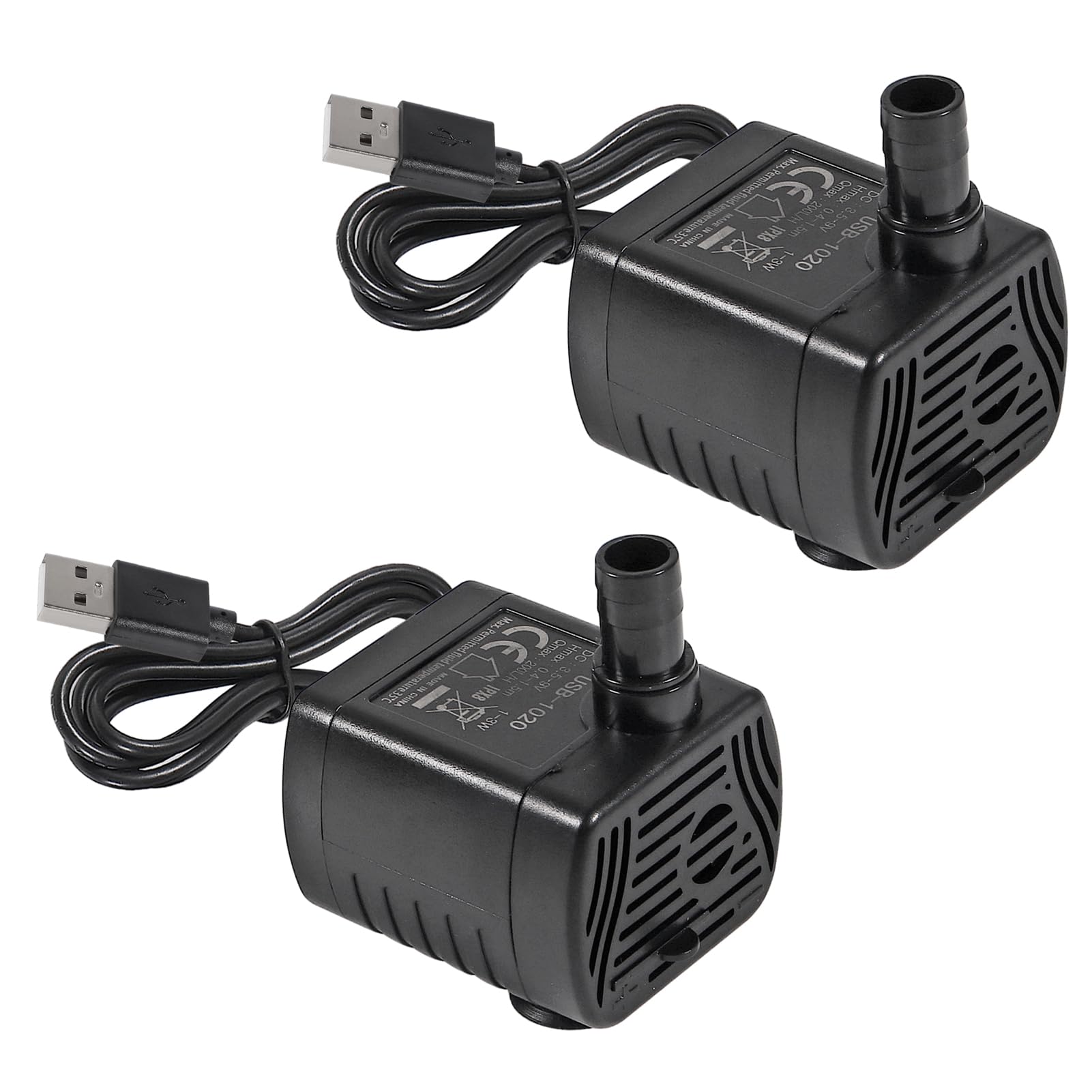 AITRIP 2PACK USB Mini Submersible Water Pump DC 3.5-9V 1-3W (0.4-1.5m) 200L/H USB Water Pump for Aquarium, Fish Tank, Statuary and Hydroponics