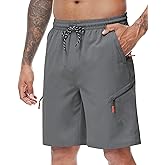 LAZYDAY Men's Hiking Cargo Shorts with Zipper Pockets Elastic Waist Quick Dry for Outdoor,Travel,Summer,Fishing