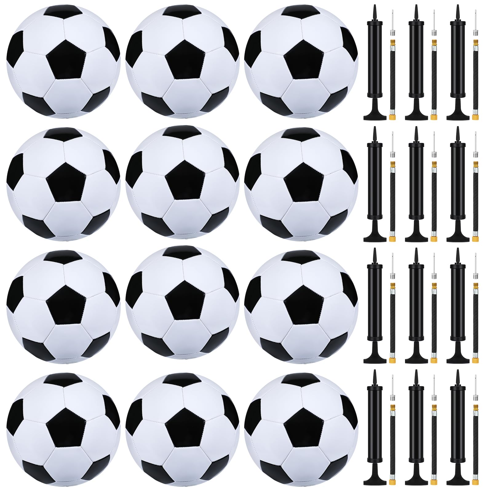 Photo 1 of Leyndo 24 Pcs Deflated Soccer Balls Size 5 Bulk with Pumps Deflated Soccer Balls with Pump Needles Set Christmas Operation Gifts for Adults Donation Charity Train Practice Game (White Black)