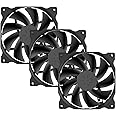 uphere 3-Pack Long Life Computer Case Fan 120mm Cooling Case Fan for Computer Cases Cooling,12BK3-3