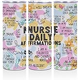 Nurse Gifts Nurse Essentials, Inspirational Nurse Christmas Birthday Affirmations Gifts Nursing 20 oz Skinny Tumbler Stainless Steel Insulated Tumblers Coffee Mug Thermal Travel Cup with Lid