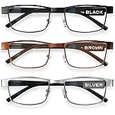 BLS Businessman Rectangular Reading Glasses - Professional Durable Readers - Blue-Light Blocking Lenses