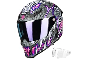 ILM Motorcycle Helmets for Adult Men Women Full Face DOT ECE Powersports Dual Visor Street Racing Helmet with Pinlock Cascos para Motos Model MF509 (Day1 Purple, M)