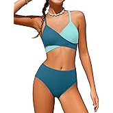 Aulyffo Girls Swimsuits Bikini Set,Two Piece Swimsuit Criss Cross Bathing Suit Girls' Swimwear