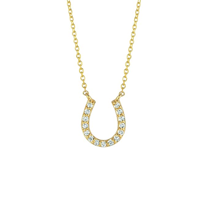 14K Yellow Gold Diamond Horseshoe Necklace 0.15ctw