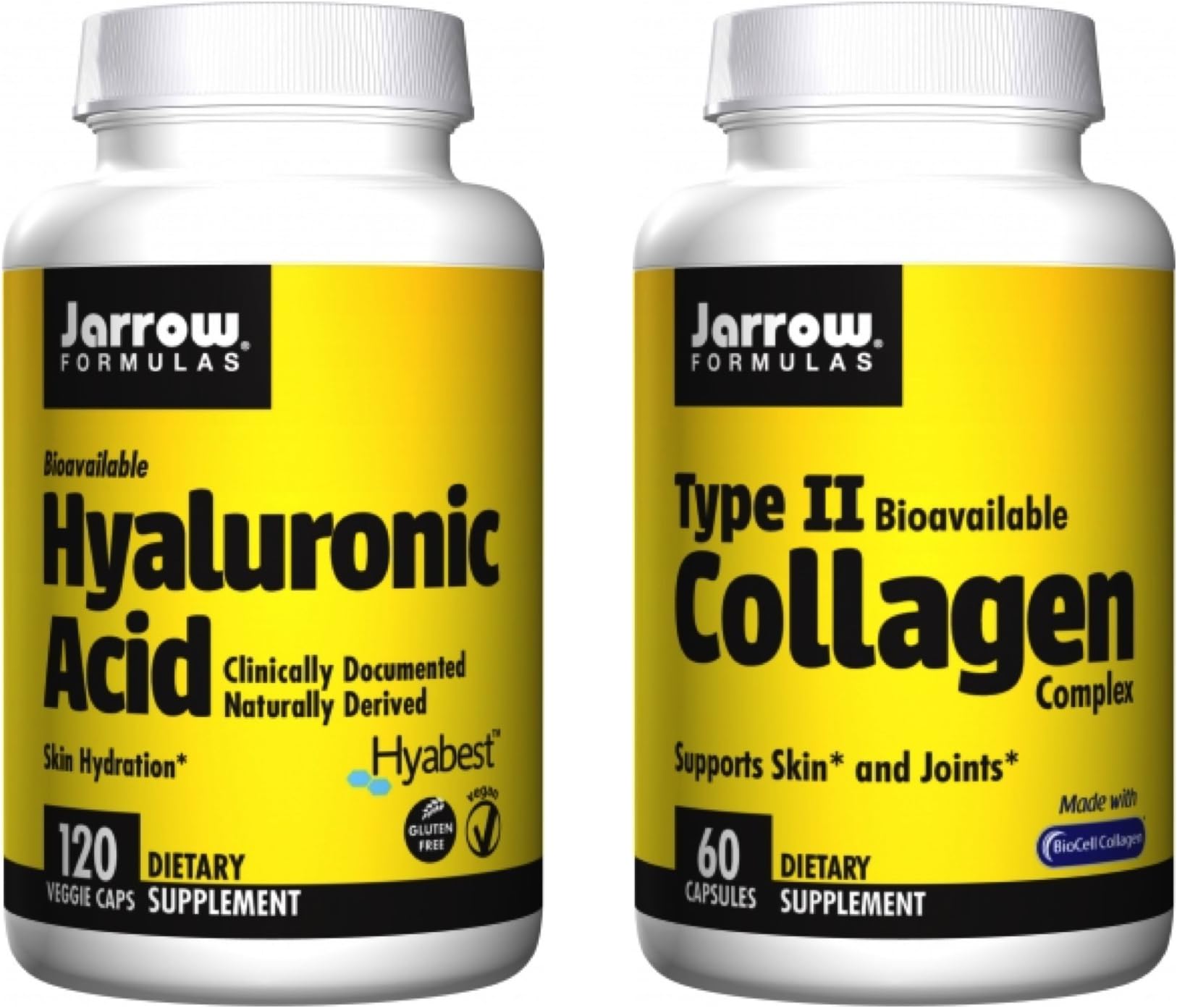 Jarrow Formulas Supplement Bundle (2 Items) – Hyaluronic Acid + Type II Collagen