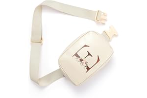 QUNWREATH Belt Bag Fanny Pack for Women, Leather Belt Bag with Initial Letter Fashionable Crossbody Bag Waist Bag with Adjustable Strap for Traveling Hiking, Birthday Christmas Gifts for Women Girls Mom (E)