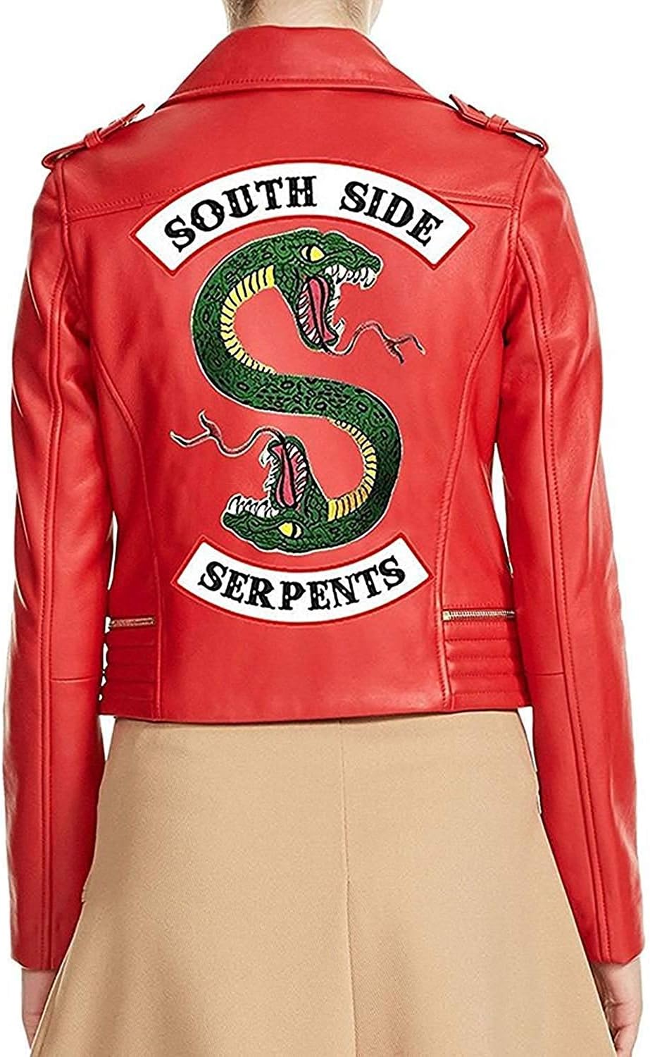 Jacket CraftWomen's Madelaine Petsch Brando Leather Biker Rider Leather Red Jacket