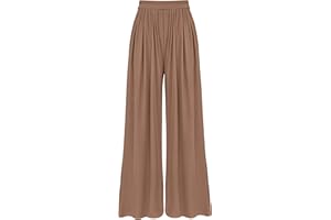 BTFBM Women's Casual Wide Leg Pants Spring Summer Clothes Pleated Elastic Waist Loose Palazzo Knit Trousers with Pockets