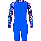 Curi Seakers Boys UPF 50+ One-Piece Rash Guard Swimsuit Artist Print Zip-Front Sunsuit
