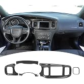 PDKLIN for Charger Carbon Fiber Center Console Dashboard Panel Trim Cover for 2015-2023 Dodge Charger 8.4" Display Carbon Fiber Interior Accessories 5pcs