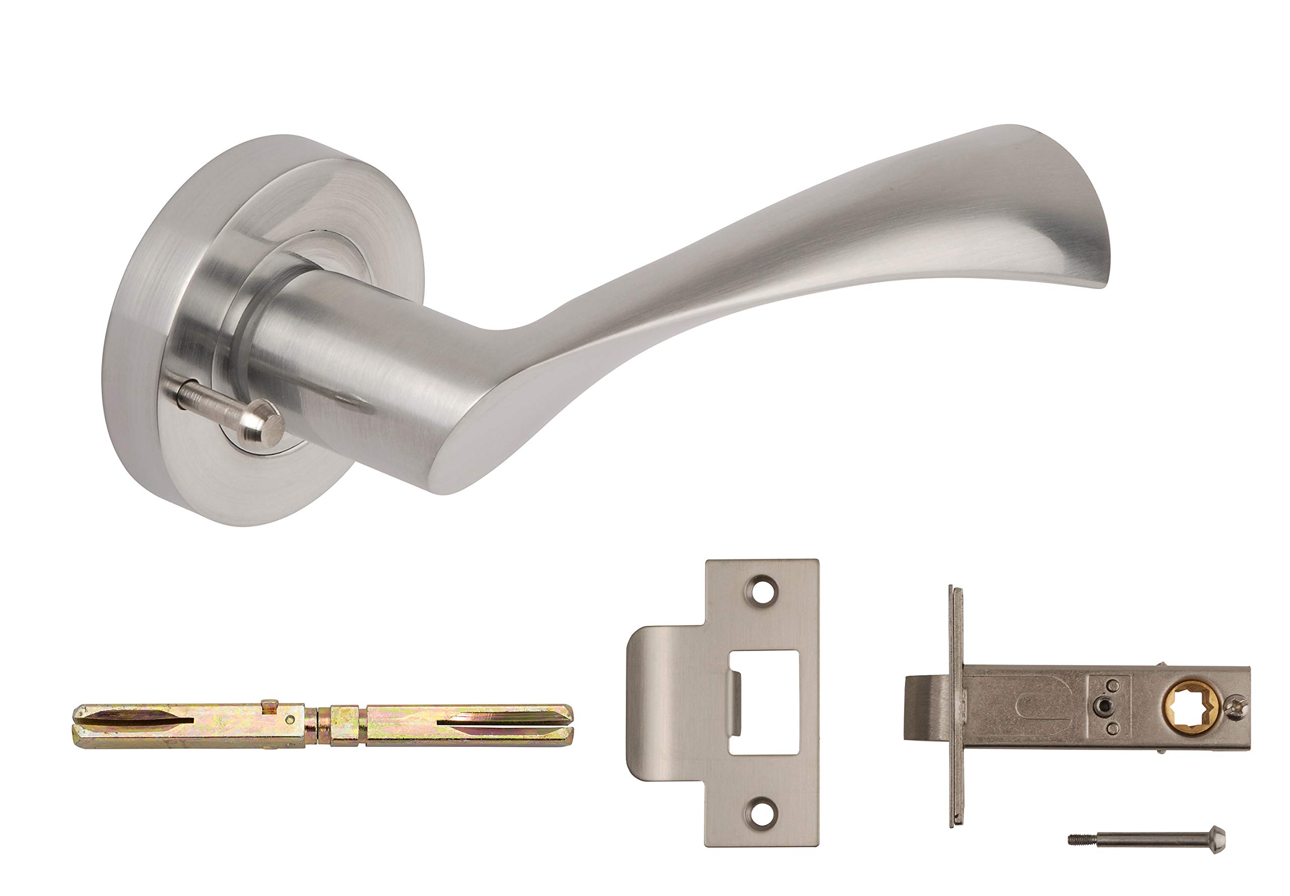 Excel Architectural 3640-PRV Door Handles & Push Button Privacy Latch, Satin Chrome