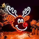 Christmas Elk Window Lights Decorations Indoor, Christmas Deer Neon Signs for Holiday Indoor Wall Door Glass Decor(White Elk)