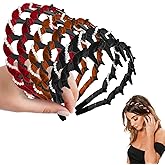CAVETEE Wide Zig Zag Headbands for Women, 6PCS Plasitc Hair Band with Comb Teeth Braided Hair Hoops for Women