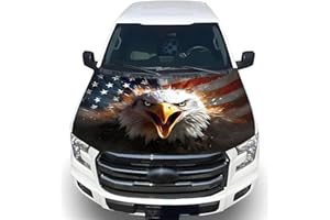 Tobethay American Car Hood Cover - 59x51 in Car Hood Cover Eagle Flag Bonnet Banner with 2 Adjustable Triangular Fasteners, Universal Fit for Trucks, SUV