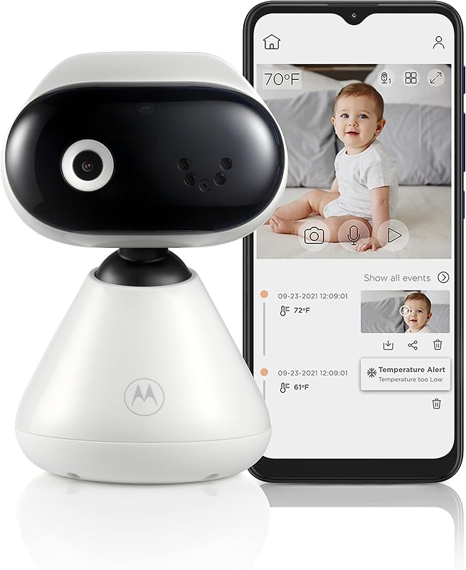 PIP1000 Babyphone mit Kamera - Überwachungskamera mit App - Baby Monitor - Nachtsicht, Digitalzoom, Schlaflieder und Zwei-Wege-Kommunikation - Wandmontage - Weiß