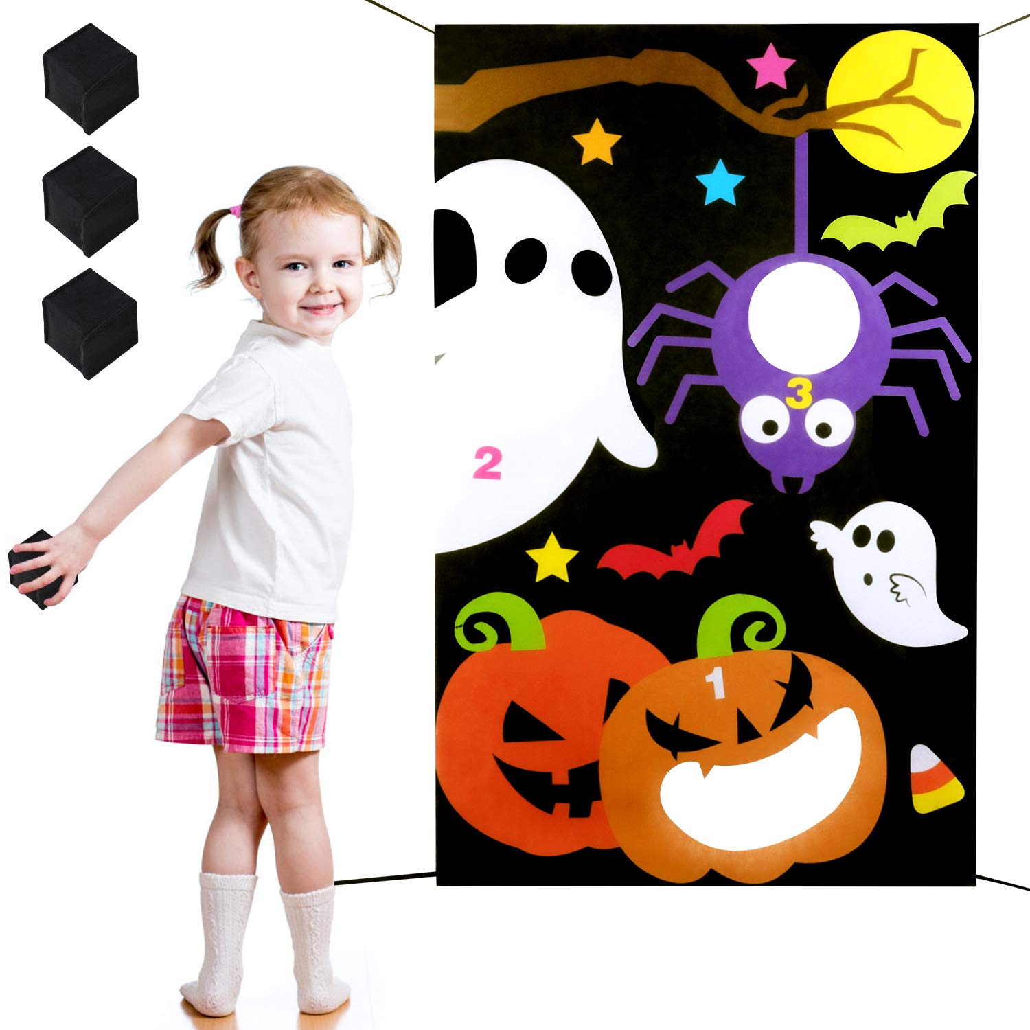 Legendog Halloween-Wurfspiel-Set, Mehrzweck-Halloween-Spieltür-Banner mit Wurfbällen