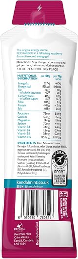 KMC NRG Gel Raspberry Mint Energy Gel 27g Dual Carb + Electrolytes Vegan view 4